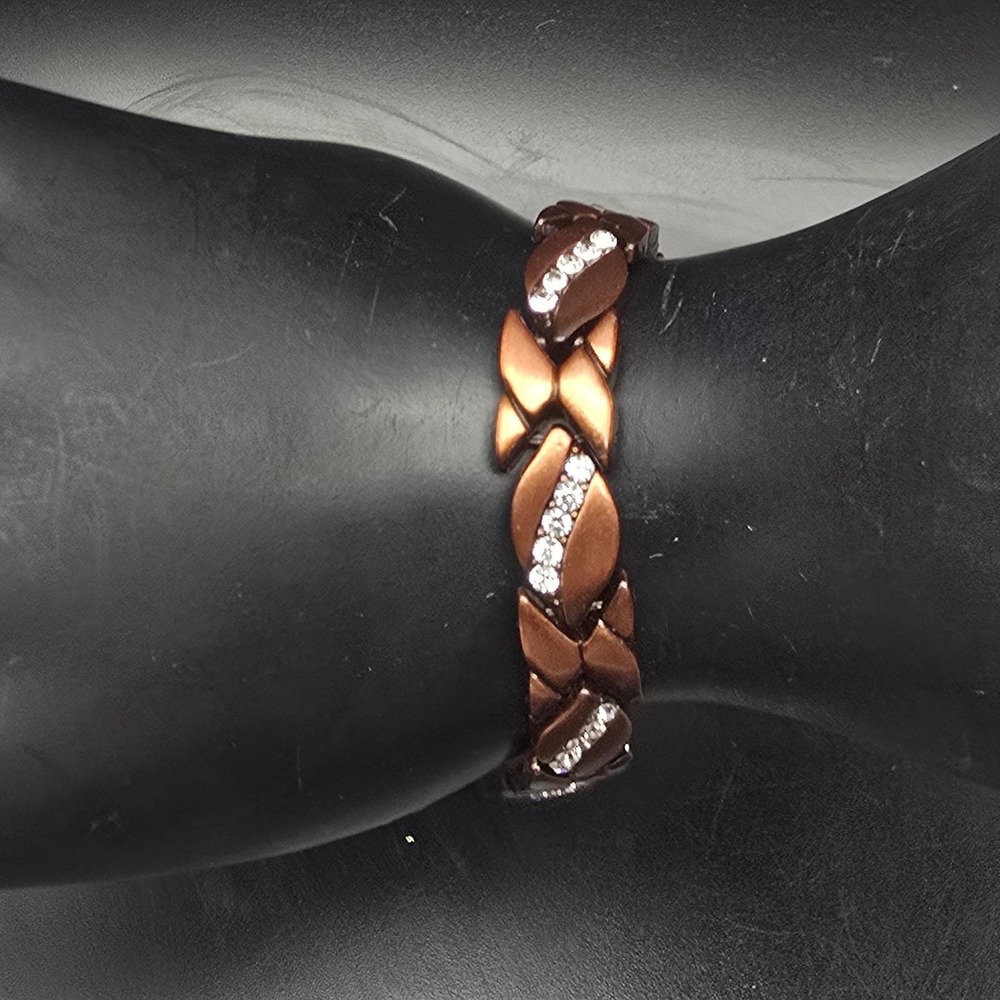 Copper Tone Rhinestone Bracelet Costume Jewelry